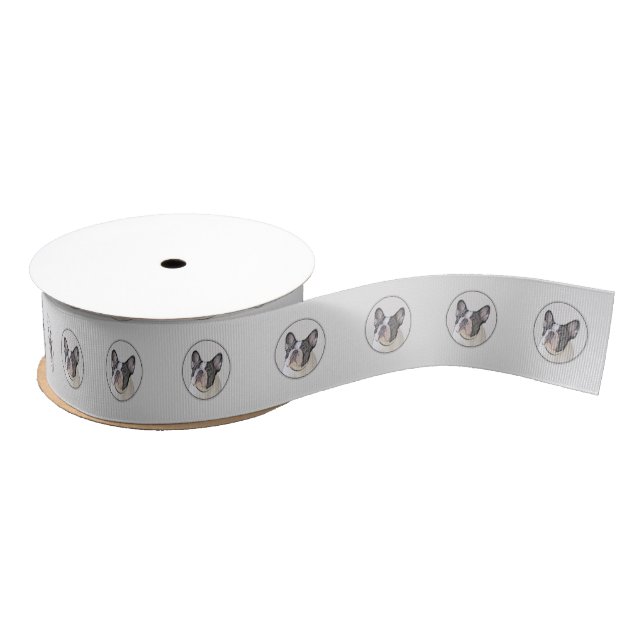 French Bulldog (Brindle Pied) Painting - Dog Art Grosgrain Ribbon (Spool)