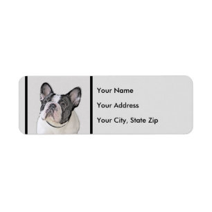 French Bulldog (Brindle Pied) Painting - Dog Art Label
