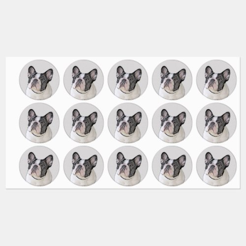 French Bulldog Brindle Pied Painting _ Dog Art Labels