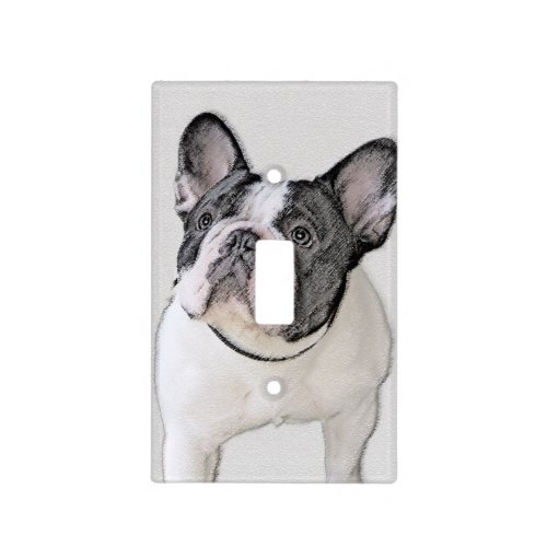 French Bulldog Brindle Pied Painting _ Dog Art Light Switch Cover