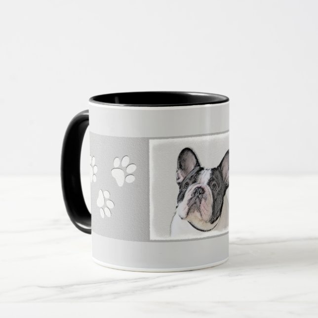 French Bulldog (Brindle Pied) Painting - Dog Art Mug (Front Left)