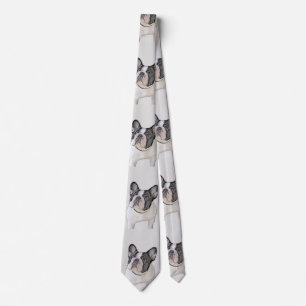 French Bulldog (Brindle Pied) Painting - Dog Art Neck Tie