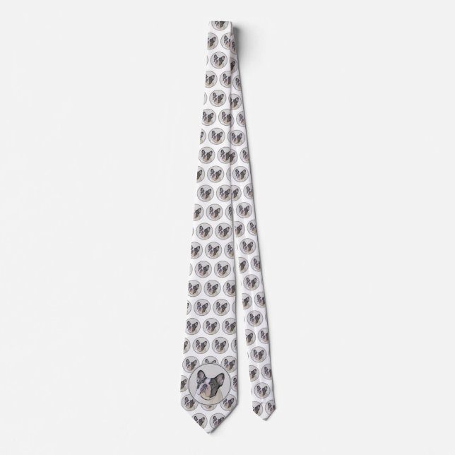 French Bulldog (Brindle Pied) Painting - Dog Art Neck Tie (Front)