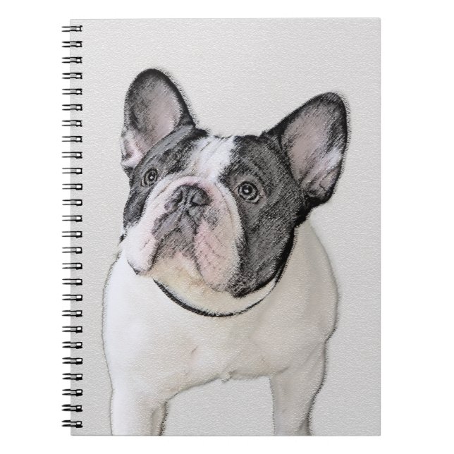 French Bulldog (Brindle Pied) Painting - Dog Art Notebook (Front)