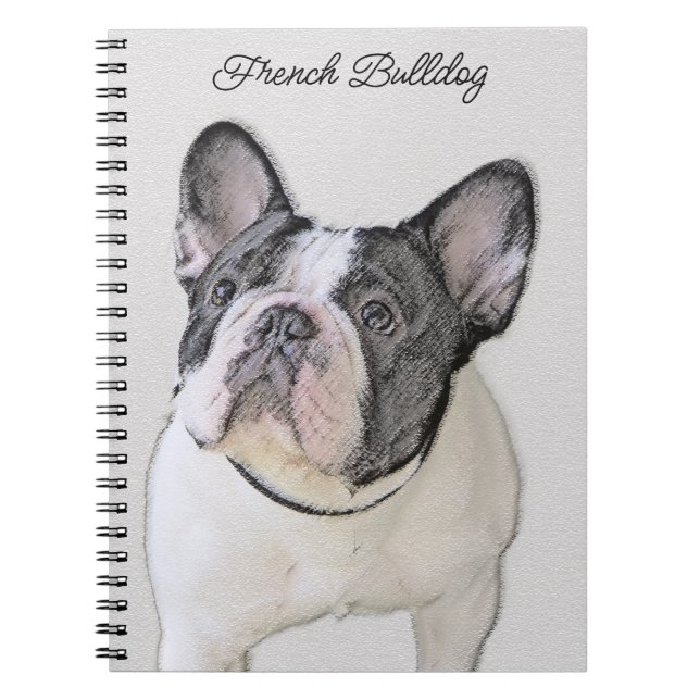 French Bulldog (Brindle Pied) Painting - Dog Art Notebook (Front)