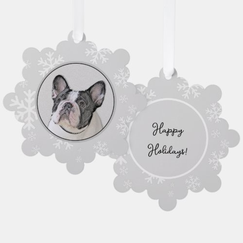 French Bulldog Brindle Pied Painting _ Dog Art Ornament Card