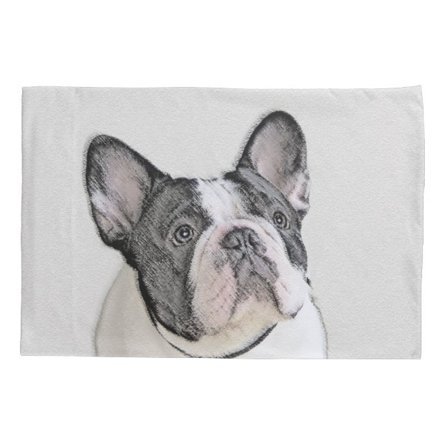 French Bulldog (Brindle Pied) Painting - Dog Art Pillow Case (Back)