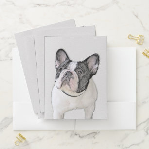 French Bulldog (Brindle Pied) Painting - Dog Art Pocket Folder