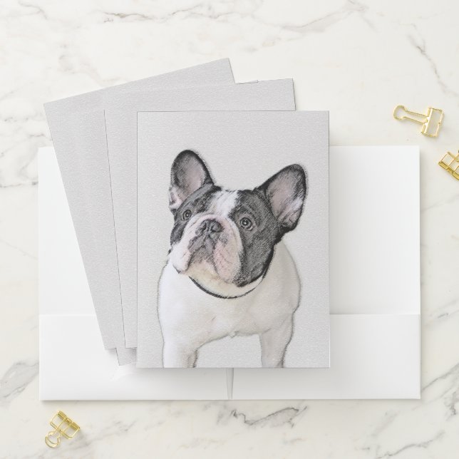 French Bulldog (Brindle Pied) Painting - Dog Art Pocket Folder (In Situ)