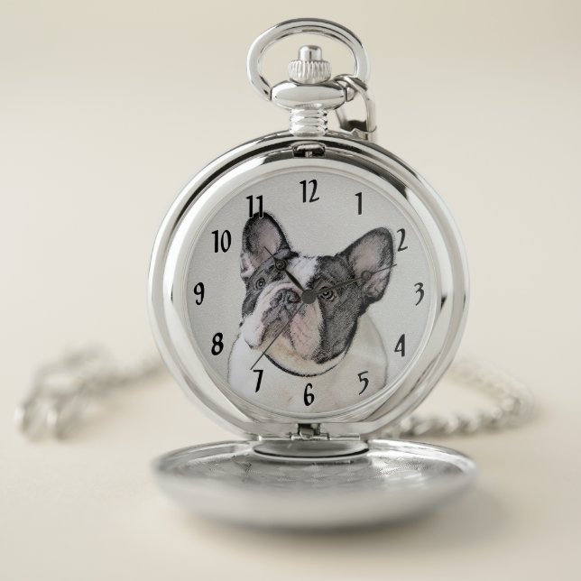 French Bulldog (Brindle Pied) Painting - Dog Art Pocket Watch (Inside)