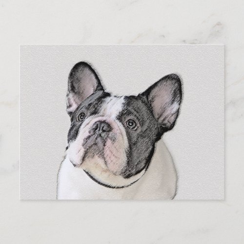 French Bulldog Brindle Pied Painting _ Dog Art Postcard