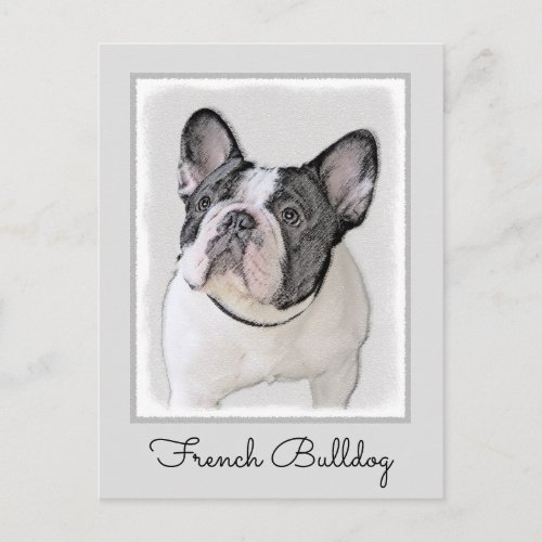 French Bulldog Brindle Pied Painting _ Dog Art Postcard