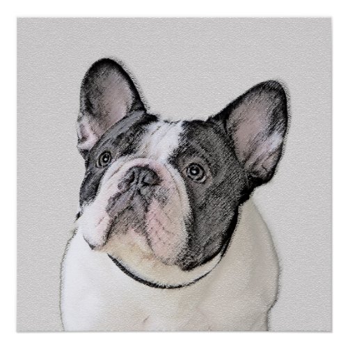 French Bulldog Brindle Pied Painting _ Dog Art Poster