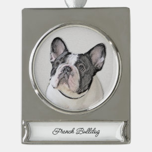 French Bulldog (Brindle Pied) Painting - Dog Art Silver Plated Banner Ornament