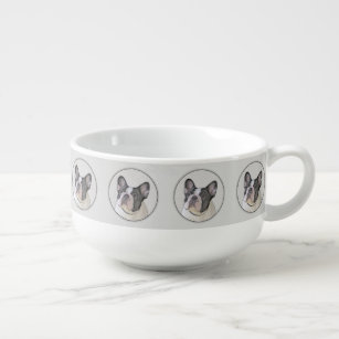French Bulldog (Brindle Pied) Painting - Dog Art Soup Mug