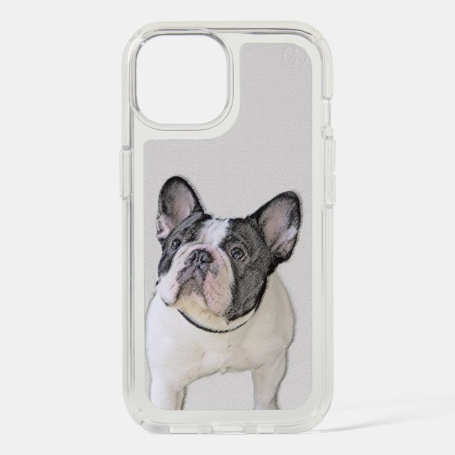 French Bulldog (Brindle Pied) Painting - Dog Art Speck iPhone Case (Front)
