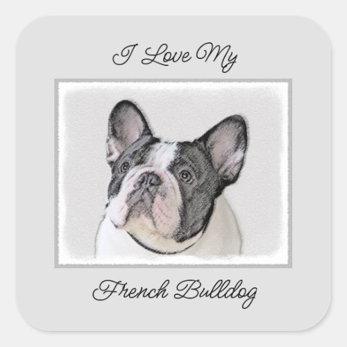 French Bulldog Brindle Pied Painting _ Dog Art Square Sticker