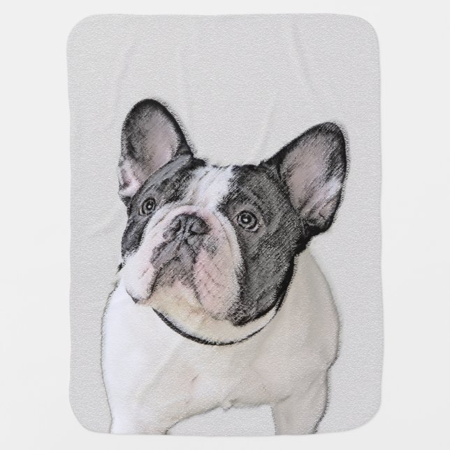 French Bulldog (Brindle Pied) Painting - Dog Art Stroller Blanket (Front)