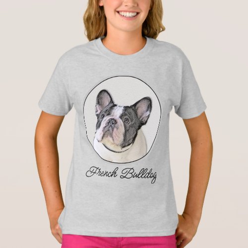 French Bulldog Brindle Pied Painting _ Dog Art T T_Shirt