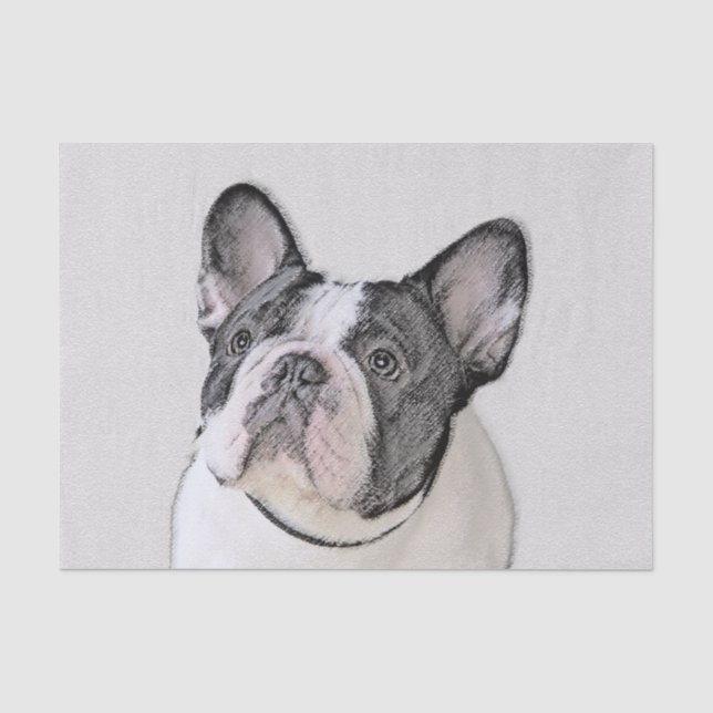 French Bulldog (Brindle Pied) Painting - Dog Art Tissue Paper (Front)