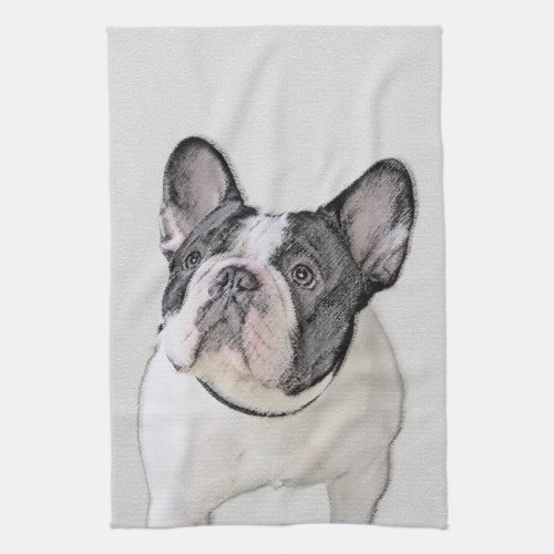 French Bulldog Brindle Pied Painting _ Dog Art Towel