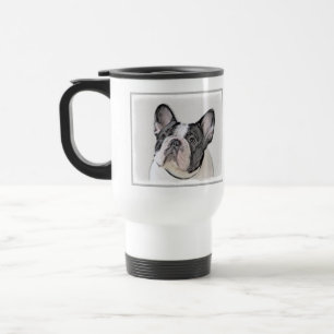 French Bulldog (Brindle Pied) Painting - Dog Art Travel Mug