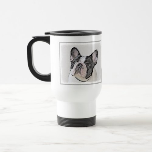 French Bulldog Brindle Pied Painting _ Dog Art Travel Mug