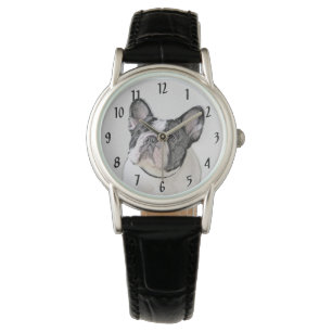 French Bulldog (Brindle Pied) Painting - Dog Art Watch