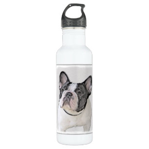 French Bulldog (Brindle Pied) Painting - Dog Art Water Bottle