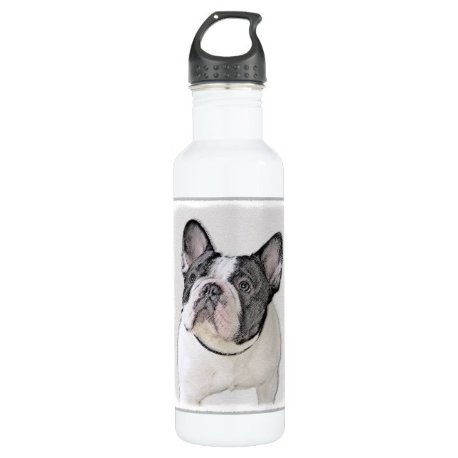 French Bulldog (Brindle Pied) Painting - Dog Art Water Bottle (Front)