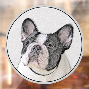 French Bulldog (Brindle Pied) Painting - Dog Art Window Cling