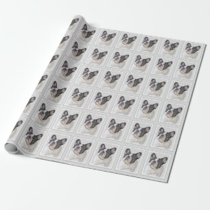 French Bulldog (Brindle Pied) Painting - Dog Art Wrapping Paper