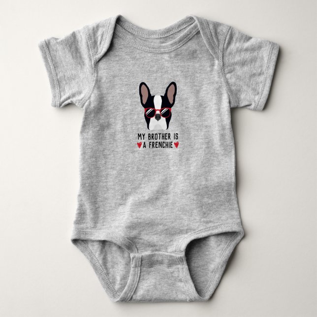 French Bulldog Brother Baby Bodysuit (Front)