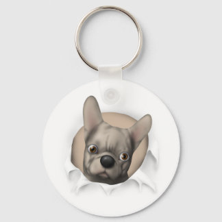 French Bulldog (Buff) Busting Out Keychain