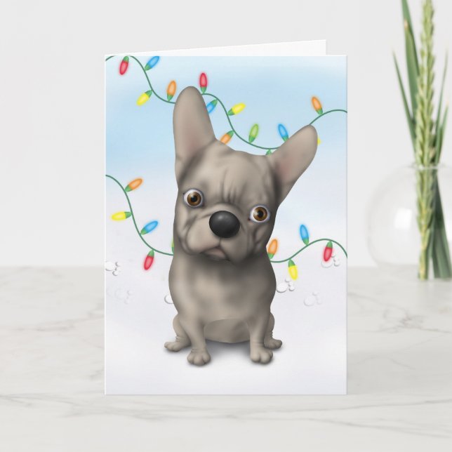 French Bulldog (Buff) Christmas Holiday Card (Front)