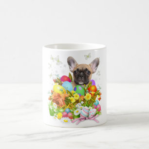 French Bulldog Bunny Dog With Easter Eggs Coffee Mug