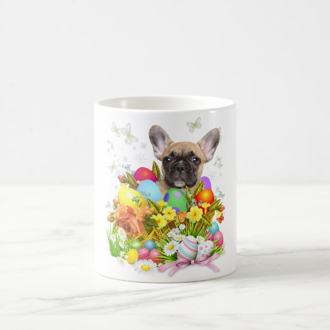 French Bulldog Bunny Dog With Easter Eggs  Coffee Mug (Center)