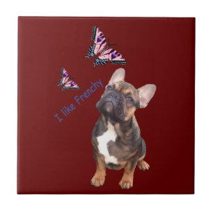 French Bulldog butterfly bulldog Ceramic Tile