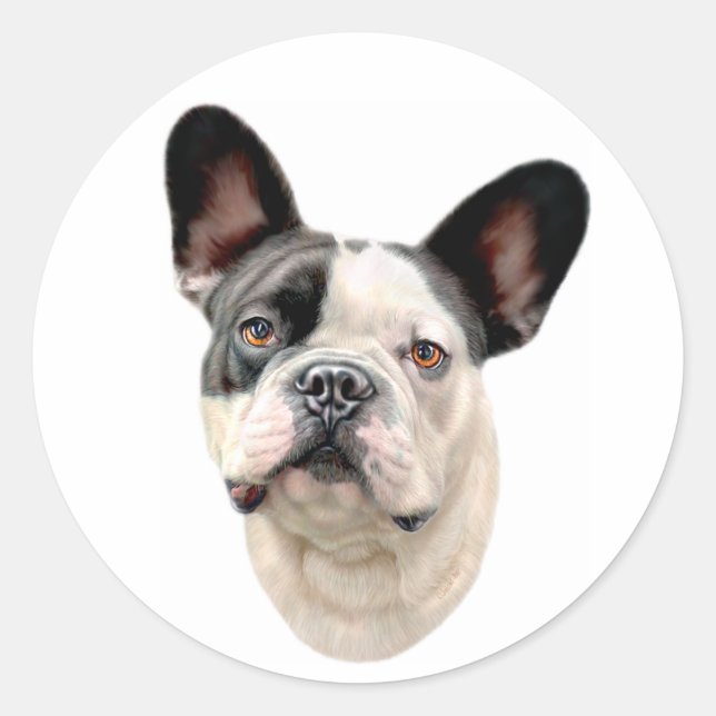 French Bulldog BW Bust Classic Round Sticker (Front)