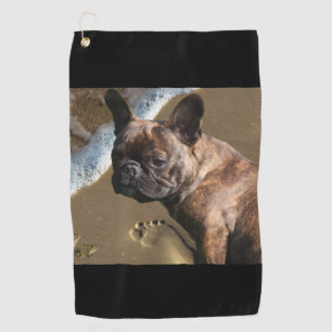 French Bulldog by the Sea Golf Towel