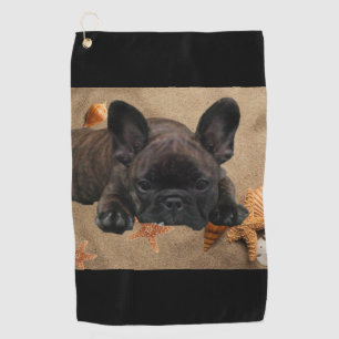 French Bulldog by the Sea Golf Towel