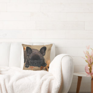 French Bulldog by the Sea Throw Pillow