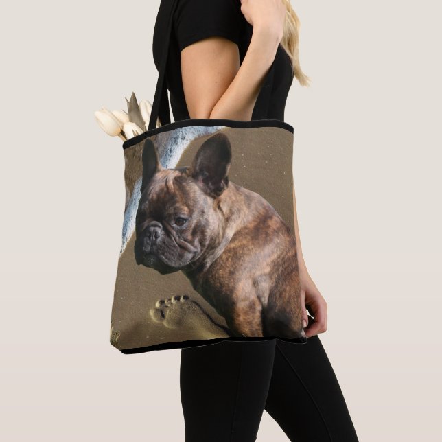 French Bulldog by the Sea Tote Bag (Close Up)