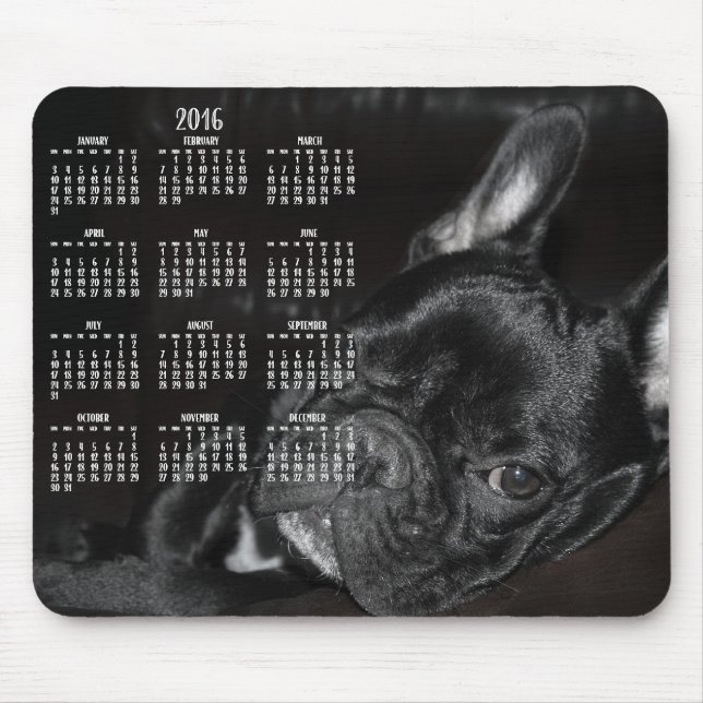 French Bulldog Calendar 2016 Mouse Pad (Front)