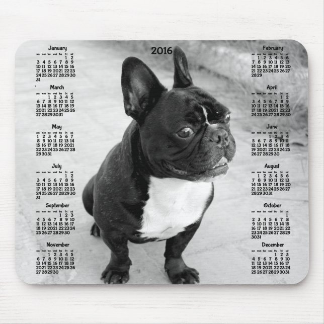 French Bulldog Calendar 2016 Photo Mouse Pads (Front)
