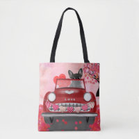French Bulldog Car with Hearts Valentine's