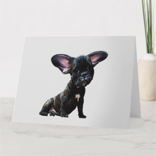 French Bulldog Caricature Car Blank Greetings Card