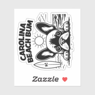  French Bulldog Carolina Beach Bum Sticker