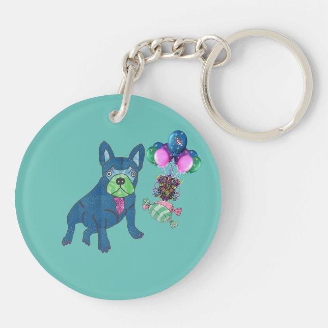 French Bulldog Cartoon French Bulldog Keychain (Back)