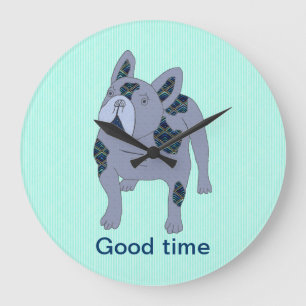 French Bulldog Cartoon French Bulldog Large Clock